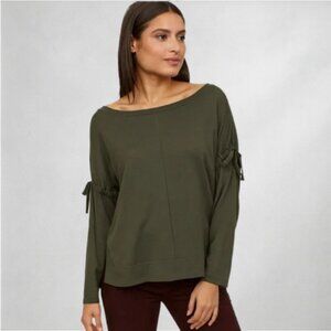 French Connection Women’s Size M Olive Green Long Sleeve Relaxed Tie-Sleeve 1038